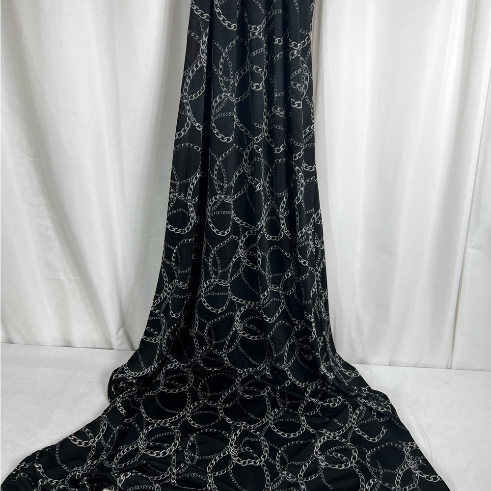 MT COLLECTION MAXI Black and White Chain Pattern Fabric size M